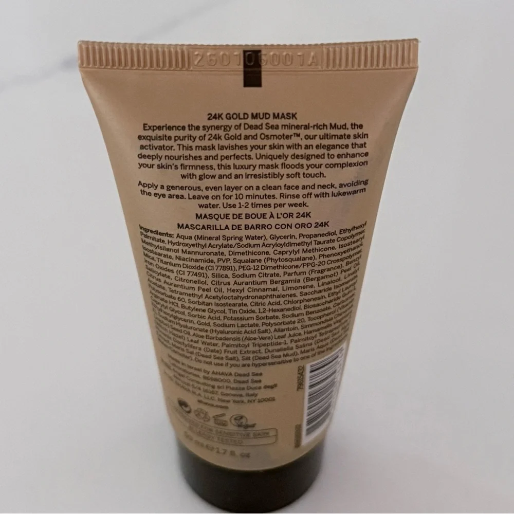 AHAVA 24k Gold Mineral Mud Mask for Illuminating Glow - Vegan Pregnancy-safe